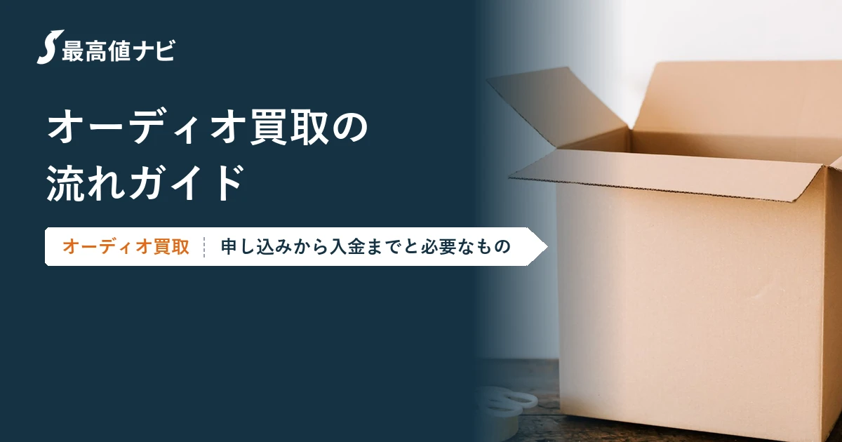 オーディオ買取の流れ（申し込みから入金までと必要なもの）を解説するイメージ画像