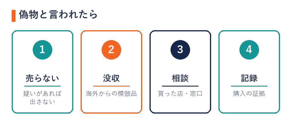 偽物と言われたブランドバッグの注意（売らない・海外からの模倣品は没収・買った店や窓口に相談・購入の記録を残す）